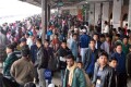২০ দলীয় জটের ডাকা অনির্দিষ্ট কালের অবরধে ট্রেনের অপেক্ষায় যাত্রীরা। ছবিটি তুলেছেন আমাদের চিফ ফটো সাংবাদিক আব্দুল হালিম।  