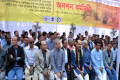 শনিবার রাজধানীর বি জি এম ই এ ভবনের সামনে বিভিন্ন দবিতে অনশন কর্মসূচী পালন করে ব্যবসায়ীরা -পিএনএস