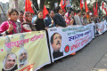 বিভিন্ন দাবিতে মঙ্গলবার জাতীয় প্রেস ক্লাবের সামনে মানব বন্ধন করে সম্মিলিত মুক্তিযোদ্ধা ফ্রন্ট -পিএনএস