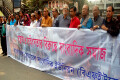 শনিবার জাতীয় প্রেসক্লাবের সামনে মানব বন্ধন বাংলাদেশ ফেডারেল সাংবাদিক ইউনিয়ন -পিএনএস