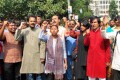 জামায়েত শিবিরের হরতালের প্রতিবাদে বুধবার রাজধানীর শাহবাগ থেকে বিক্ষোভ মিছিল করে গণজাগরণ মঞ্ছ-পিএনএস