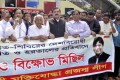 জামায়েত শবিরের হরতালের প্রতিবাদে বুধবার জাতীয় প্রেসক্লাবের সামনে মানববন্ধন ও বিক্ষোভ মিছিল করে বাংলাদেশ আওয়ামী মুক্তিযোদ্ধা প্রজন্ম লীগ-পিএনএস