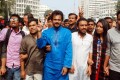 যুদ্ধা পরাধের দায়ে মোবারক হসেন কে ফাঁসির রায় প্রদান করায় রাজধানীর শাহবাগ থেকে আনন্দ মিছিল করে  গণ জাগরন মঞ্চ-পিএনএস