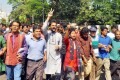 বুধবার রাজধানীর শাহবাগে নিজামীর ফাঁসির রায় কার্যকরের দাবিতে বিক্ষোভ মিছিল করে গনজাগরন মঞ্চ-পিএনএস