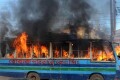 রাজধানীর কদমতলি এলাকায় বোরাক পরিবহনের একটি যাত্রিবাহী বাসে আগুন ধরিয়ে দেয় জামায়াত শিবির করমিরা-পিএনএস